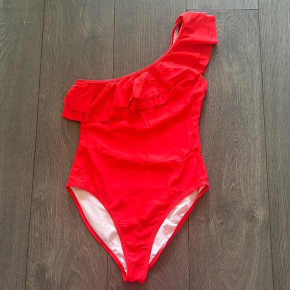 Red Ruffle One Piece Swimsuit - Picture 1 of 5